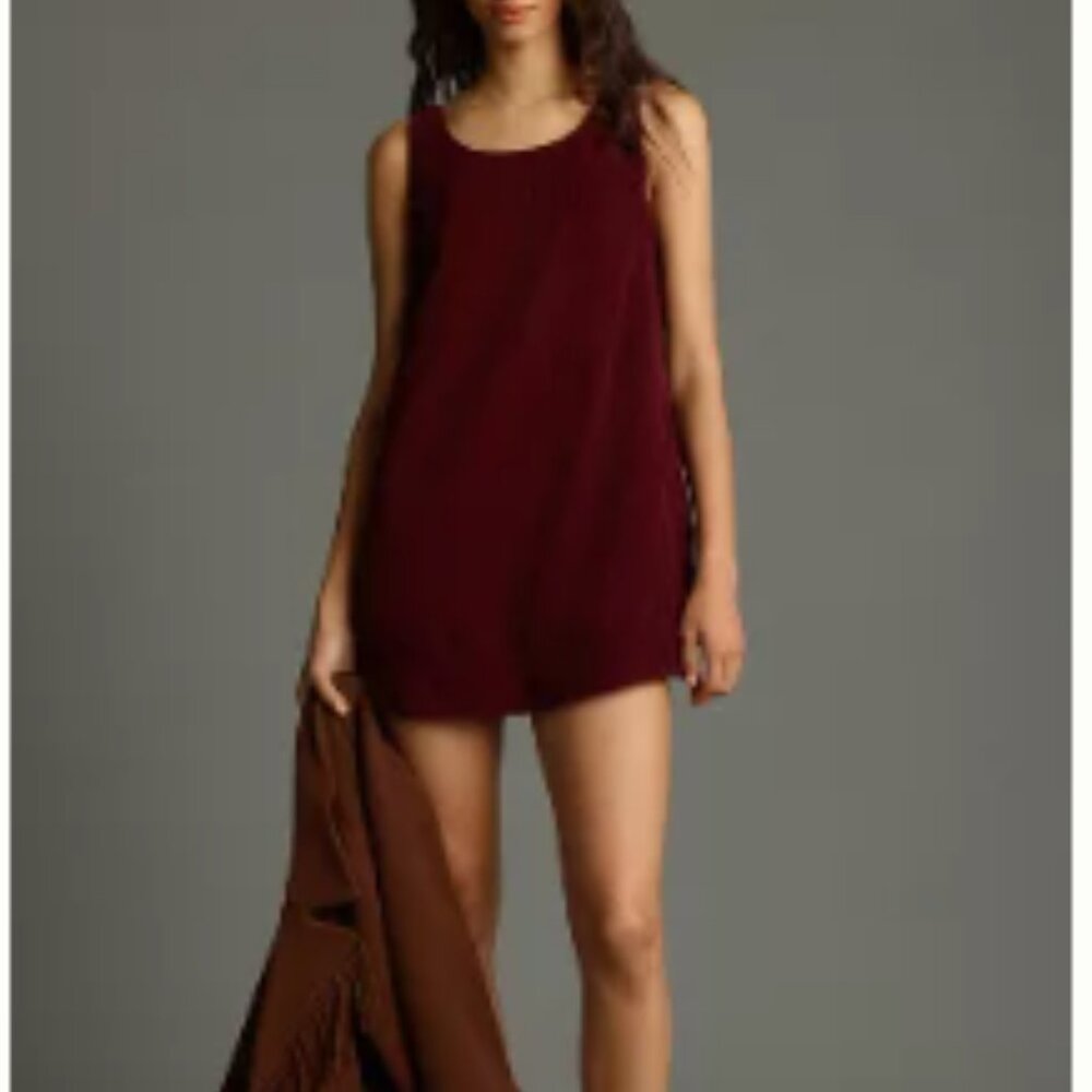 Pilcro Corduroy Sleeveless Scoop-Neck Shift Mini Dress COLOR BURGUNDY